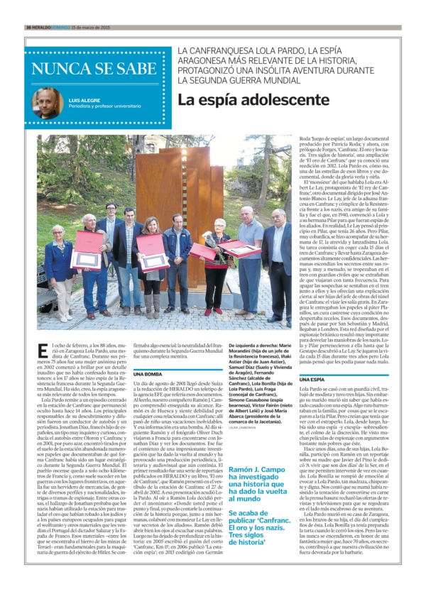 Ejemplar de HERALDO DE ARAGÓN del 15 de marzo de 2015