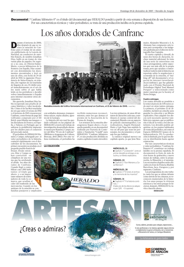 Ejemplar de HERALDO DE ARAGÓN del 18 de diciembre de 2005