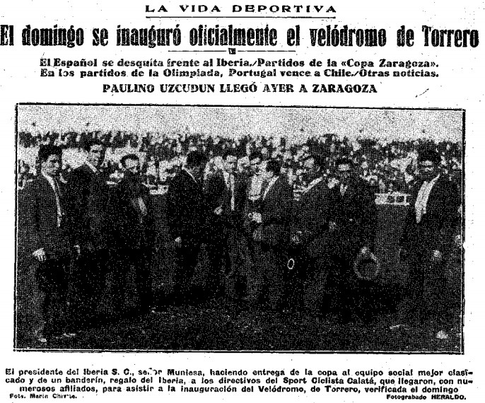 Imagen de la inauguración del velódromo de Torrero.