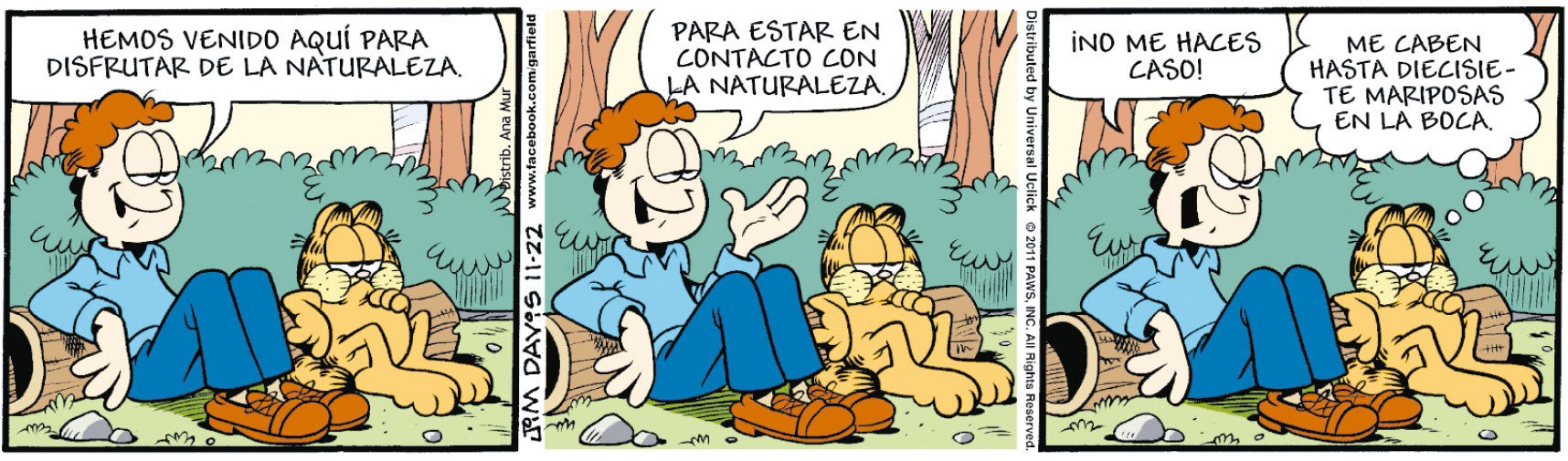 The last Garfield cartoon in Heraldo.  (Wednesday, February 29, 2012)